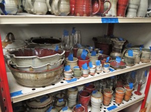 Online Store Pottery Organized on shelving
