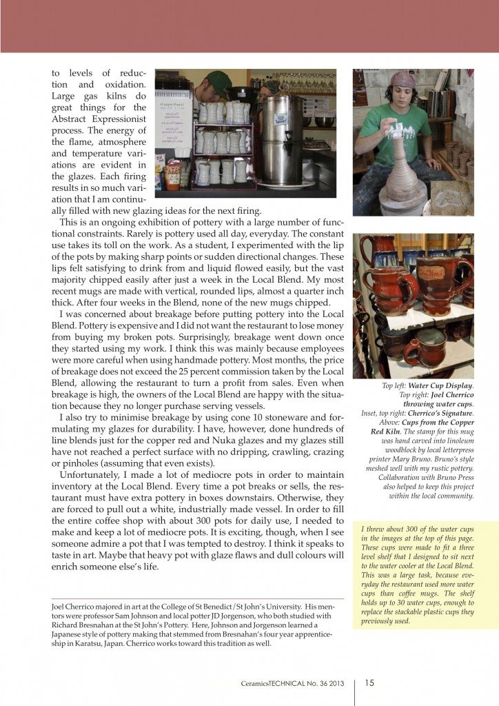 Page 4, Joel Cherrico Pottery, Ceramics Art and Perception, Technical, Handmade Grounds at the Local Blend, 2013
