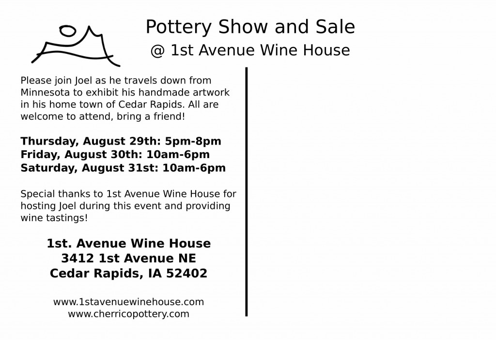 Back, Postcard for Iowa Wine House Show and Sale, 2013