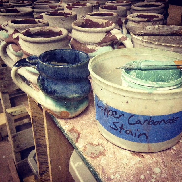 Glazing Pottery, Copper Carbonate Stain
