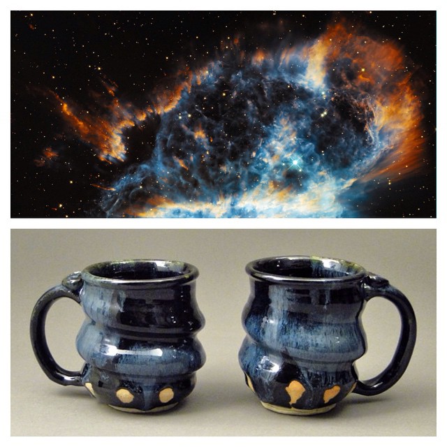 Cosmic Mugs, Oil Spot Black, Cherrico Pottery, 2014