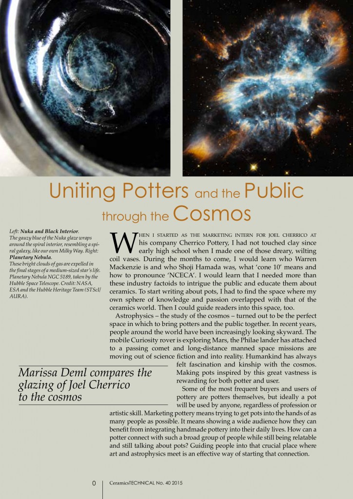 Uniting Potters and the Public through the Cosmos, Cherrico Pottery, Marissa Deml, Cosmic Mugs, Page 1