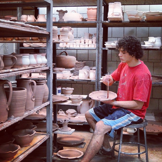 Pottery Glaze Brushing, Cherrico Pottery, 2010
